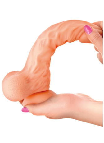 Gode réaliste veiné ventouse va-et-vient prépuce testicules billes mouvantes 22cm - CC514107
